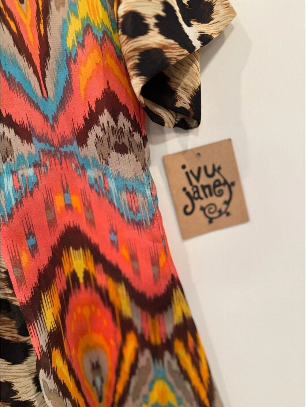 NWT Ivy Jane Leopard Combo High-Low Swim Cover Up Women’s XS